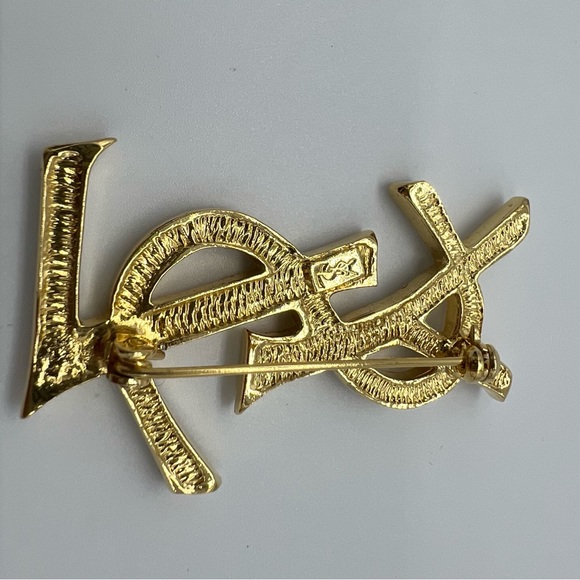 Authentic Yves Saint Laurent YSL logoSwarovski crystals brooch - Picture 15 of 17